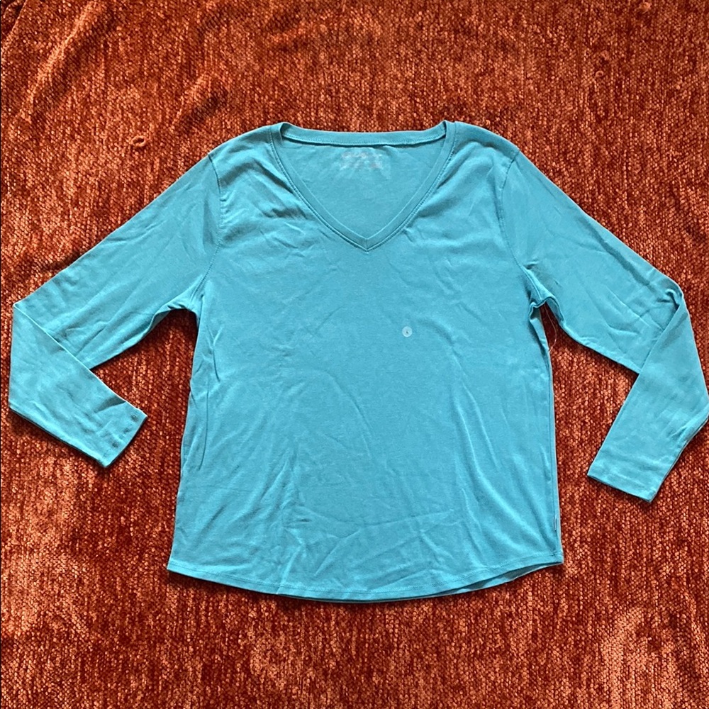 Women's Teal V-Neck Top
